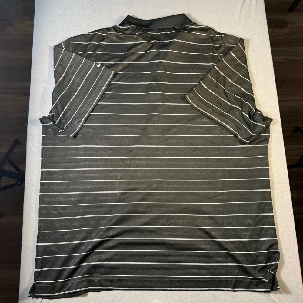 Nike Golf Dri-FIT Polo Shirt Mens XXL Black White Striped Short Sleeve Pinstripe